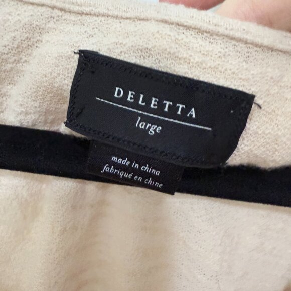 Women Deletta Anthropologie Ruffle Short Sleeve Blouse in Cream Size Large - Picture 4 of 6